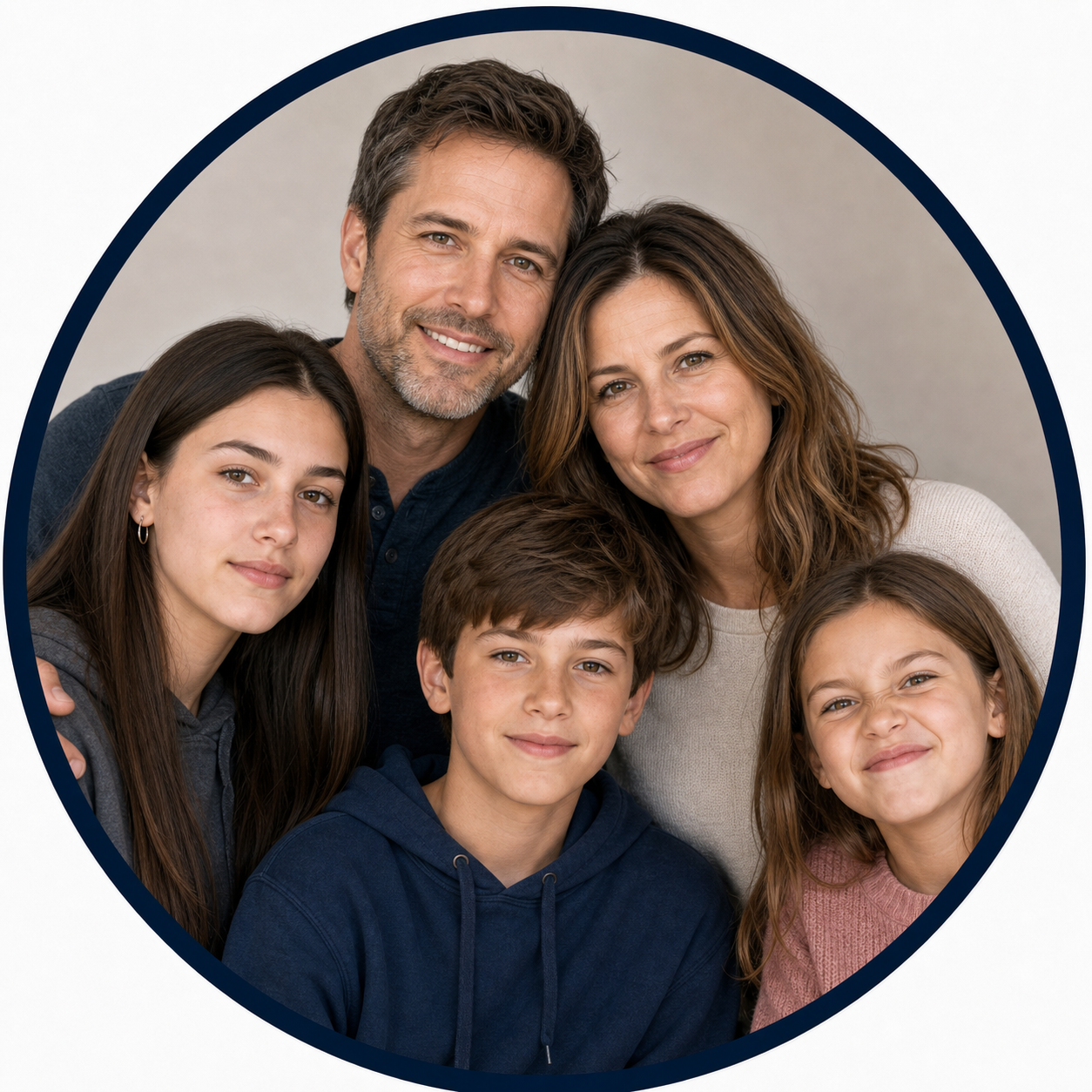 Portrait of Thompson family with three kids